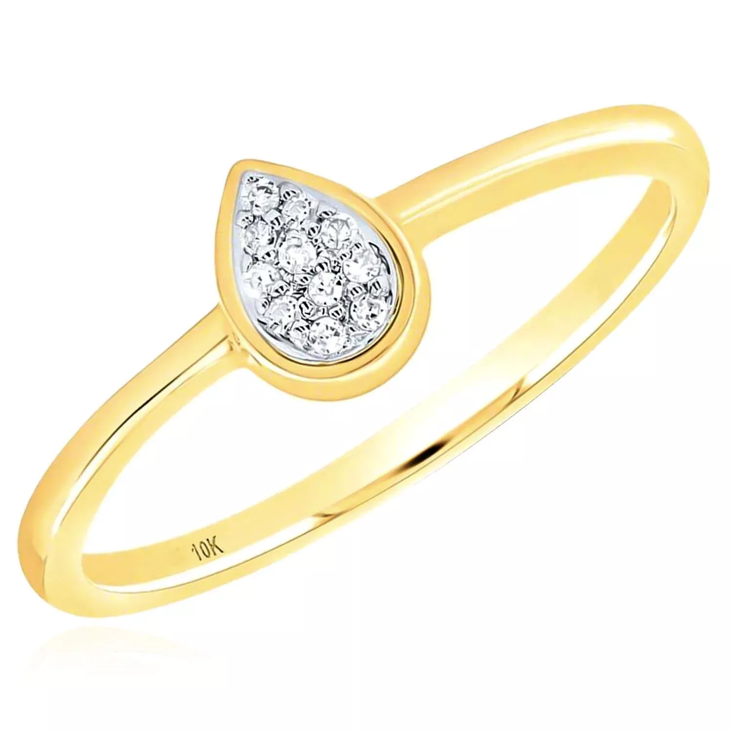 0.03TW Natural Diamond 10K Yellow Gold Pear Stackable Ring