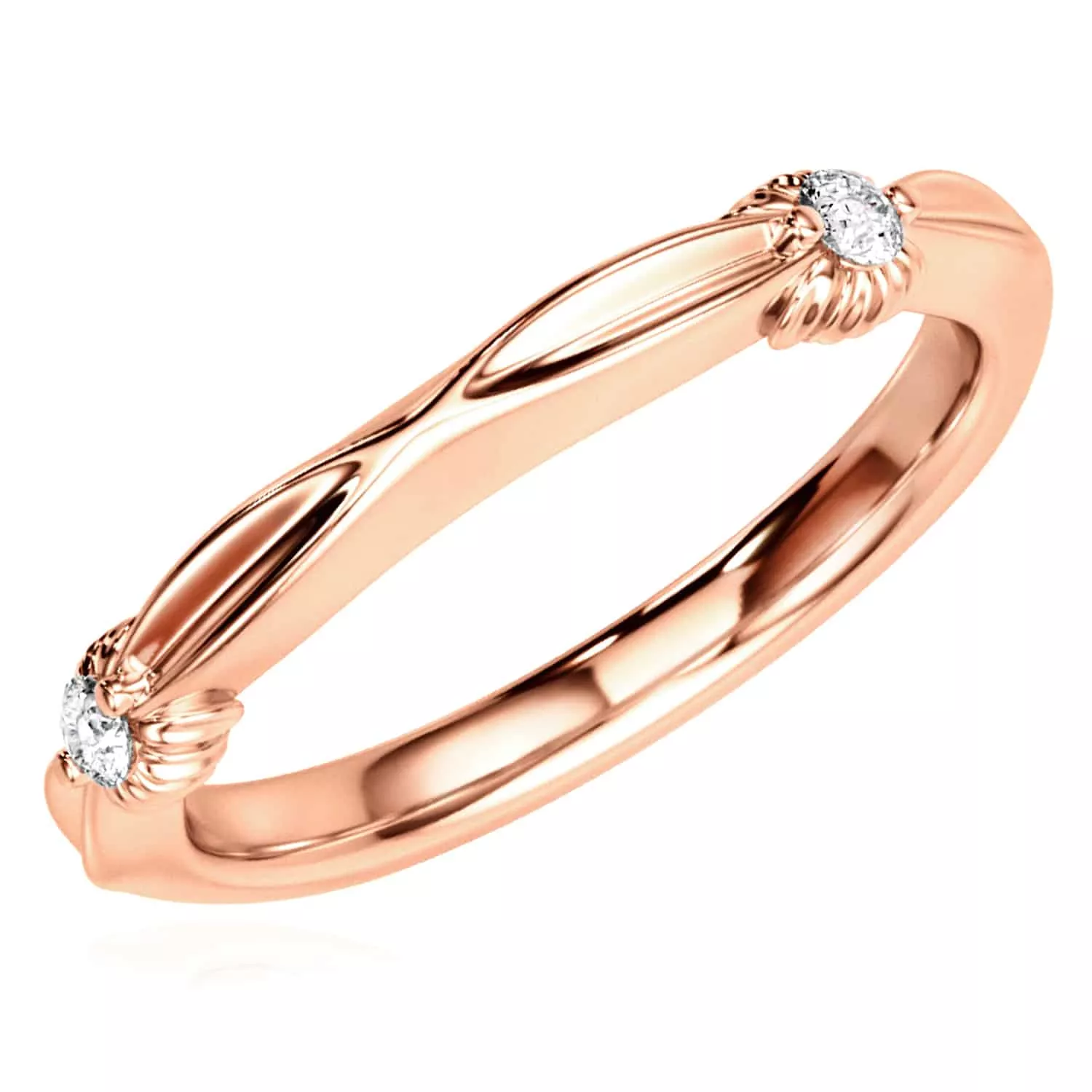 0.06CTW Natural Diamond 14K Rose Gold Infinity Grooved Wedding Band