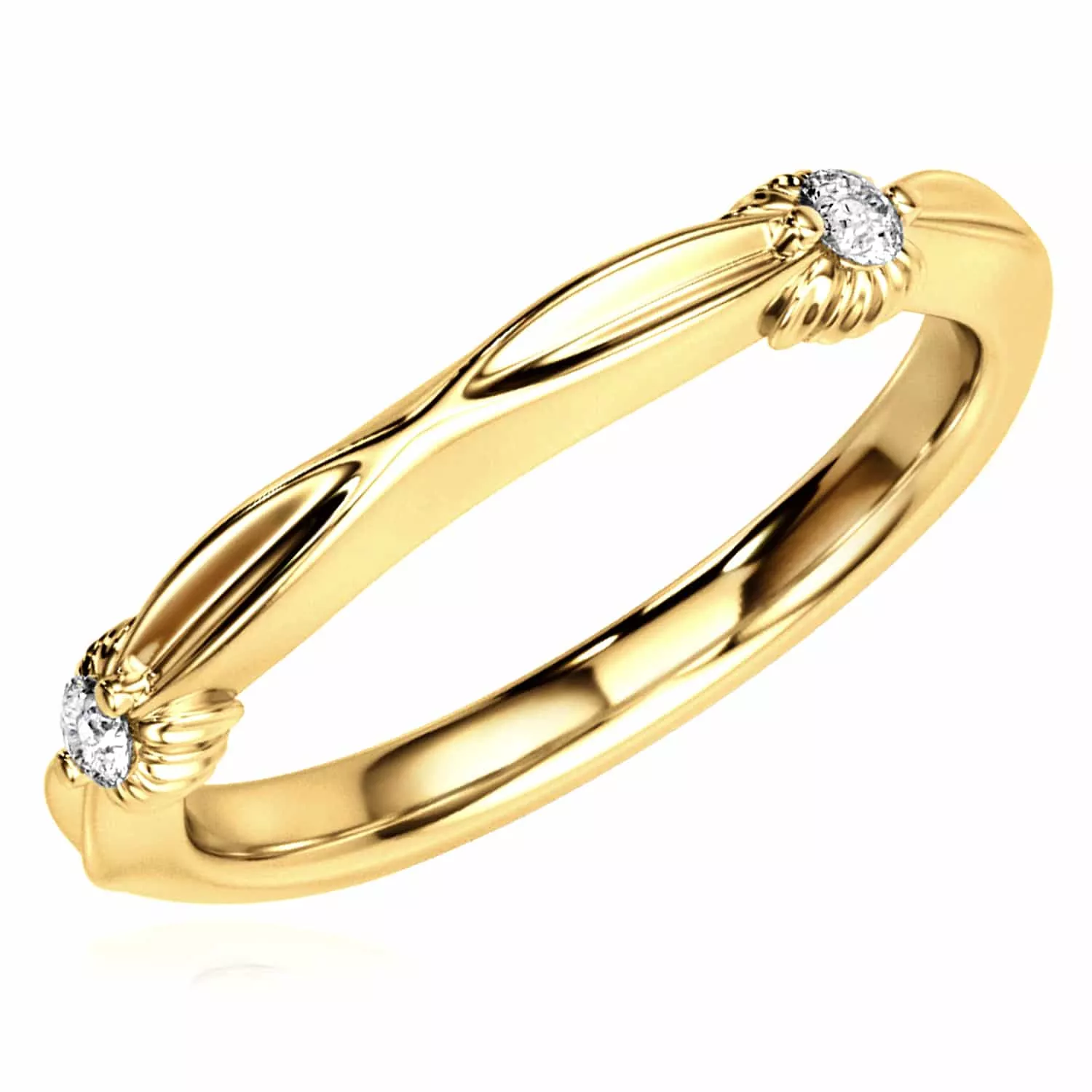 0.06CTW Natural Diamond 14K Yellow Gold Infinity Grooved Wedding Band
