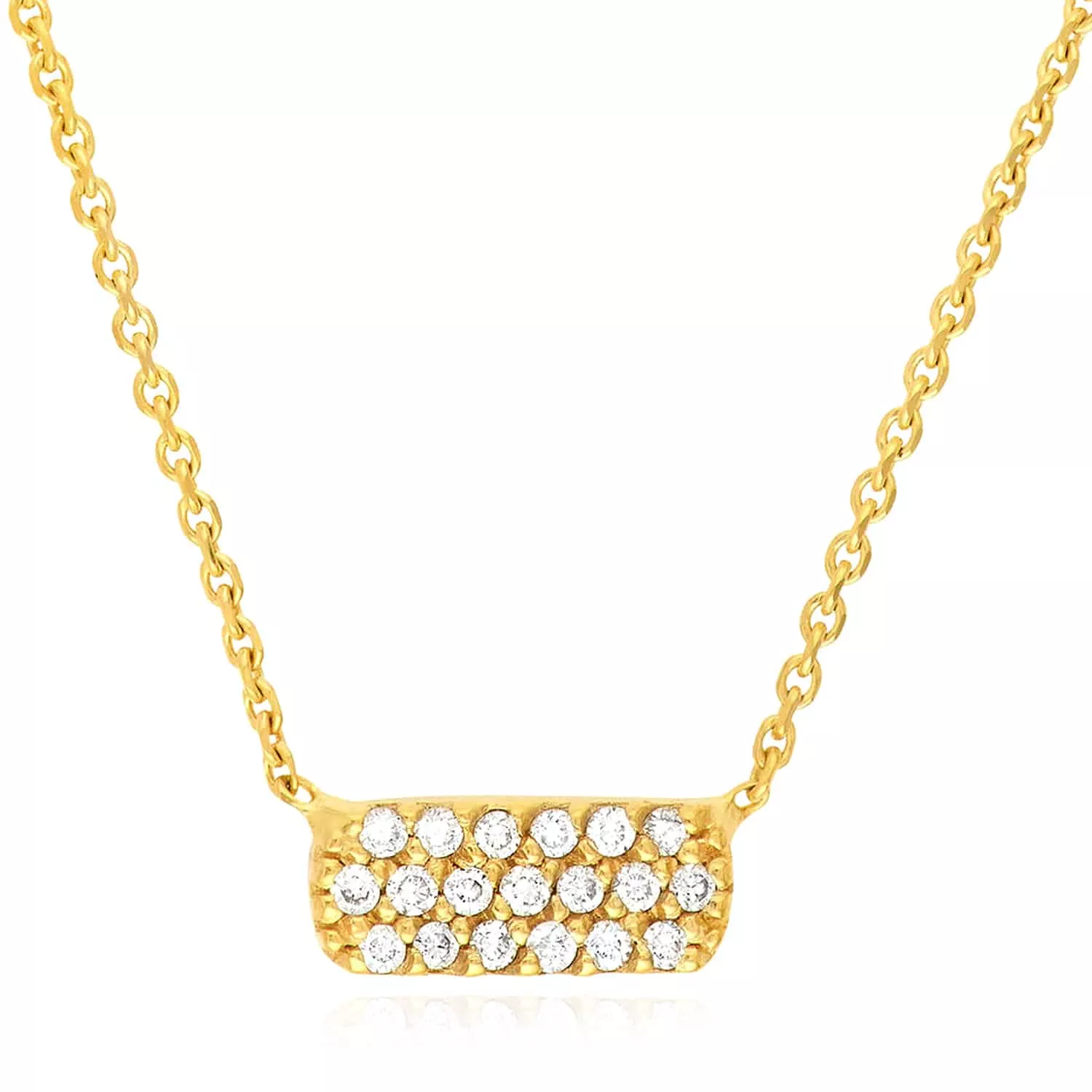 0.07CTW Natural Diamond 14K Yellow Gold Cable Necklace (Solid Links) 16"-18" Adjustable