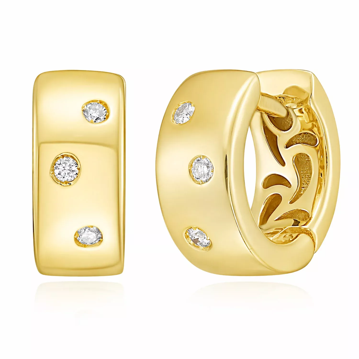0.09CTW Natural Diamond 14K Diamond Huggie Earrings