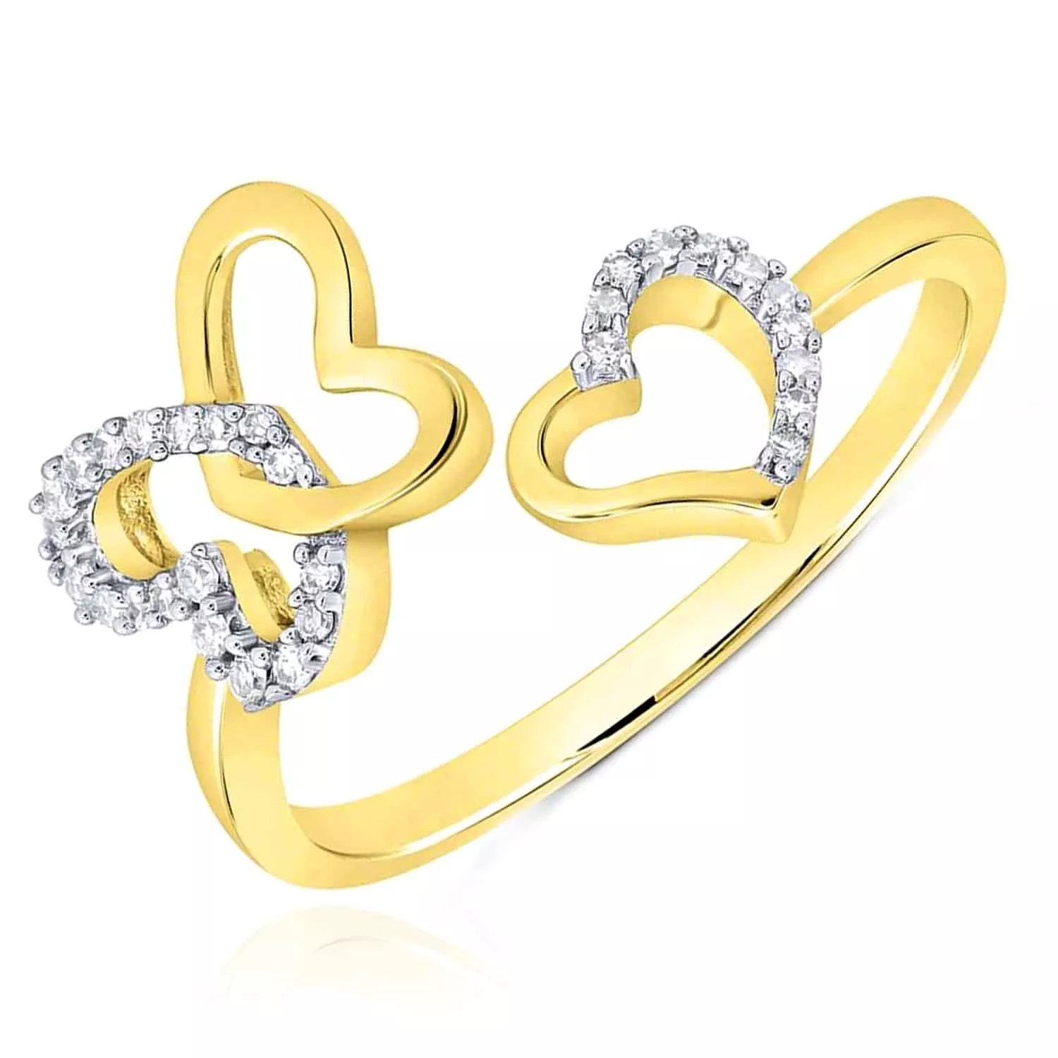 0.10CTW Natural Diamond 10K Yellow Gold Butterfly Bypass Ring