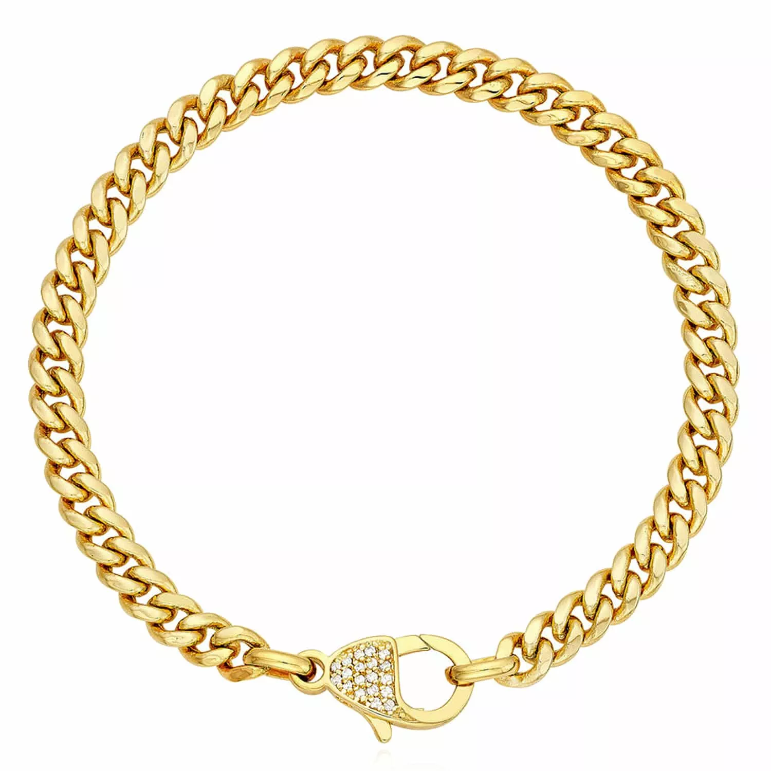 0.10CTW Natural Diamond 14K Yellow Gold 5.3mm Cuban Bracelet (Hollow) 7.5"