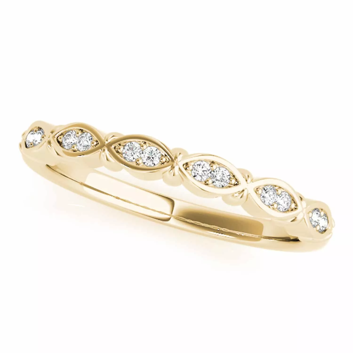 0.10CTW Natural Diamond 14K Yellow Gold Marquise Stackable Engagement Ring Band