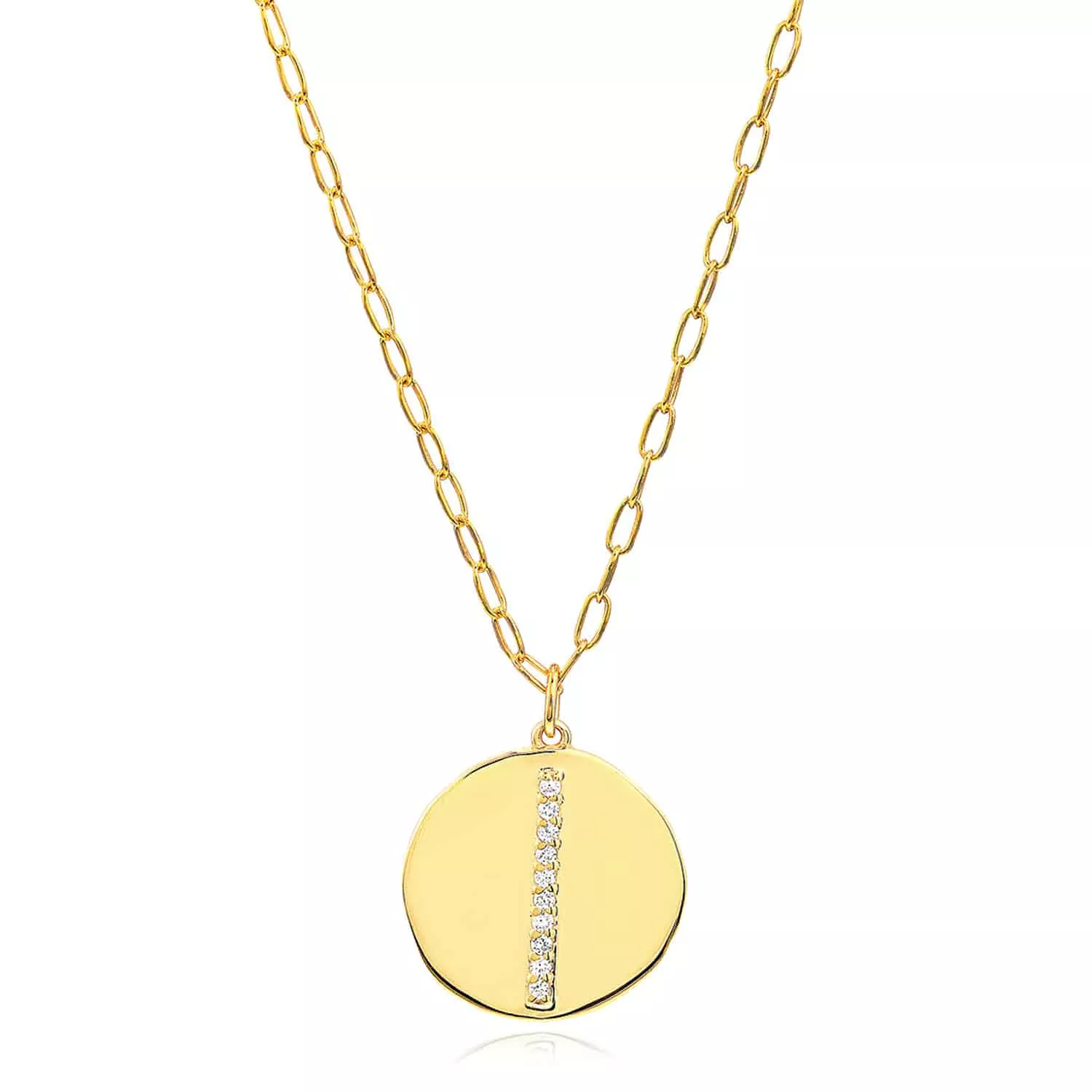 0.10CTW Natural Diamond 14K Yellow Gold Round Paperclip Necklace (Solid Links) 22"