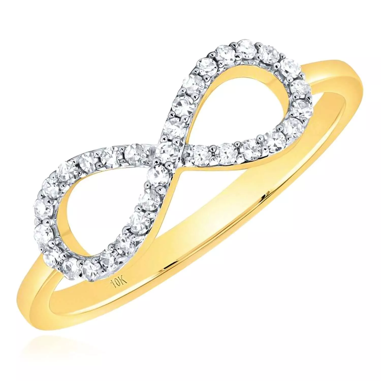 0.15CTW Natural Diamond 10K Yellow Gold Infinity Ring