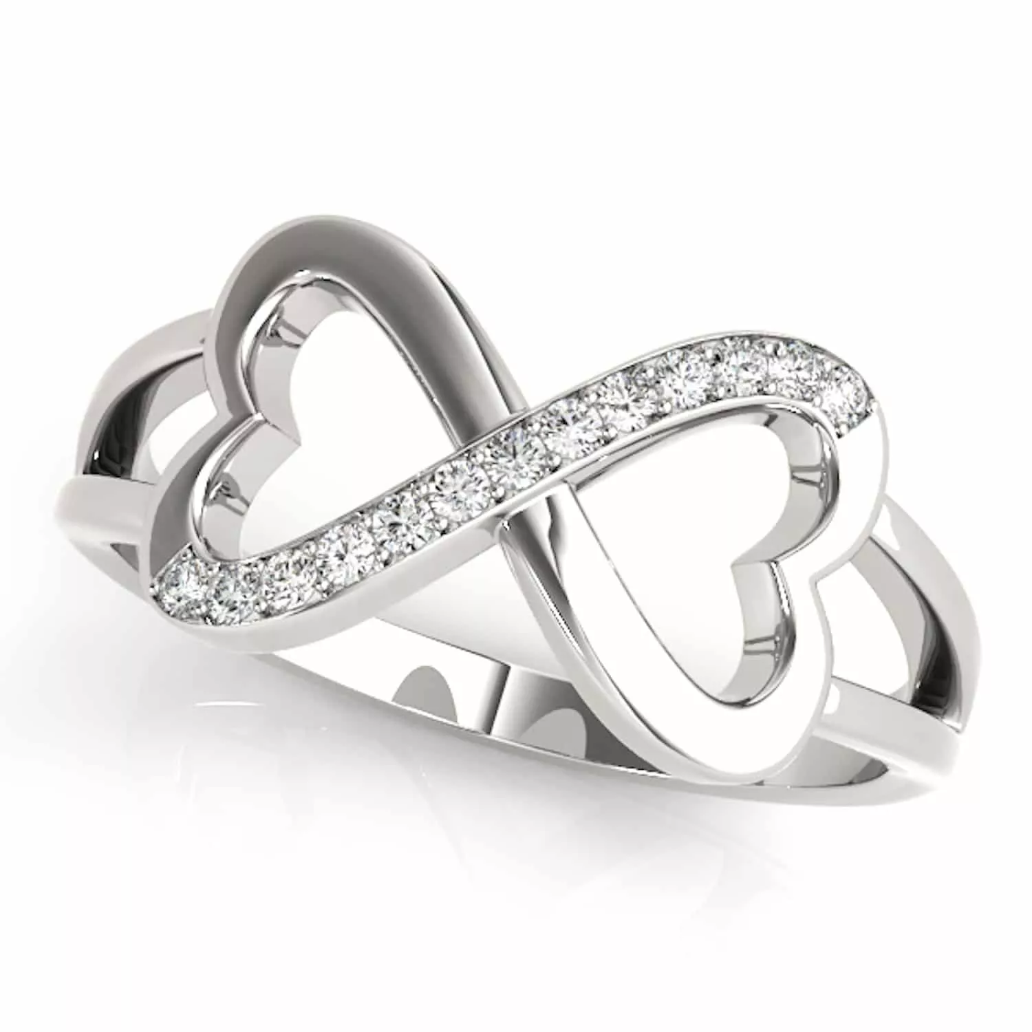 0.15CTW Natural Diamond 14K Gold White Infinity Heart Ring