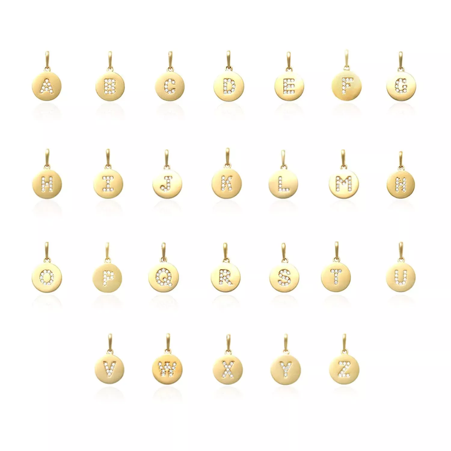 0.20Ct CZ 14K Yellow Gold Alphabet A-Z Initial Letter Pendant