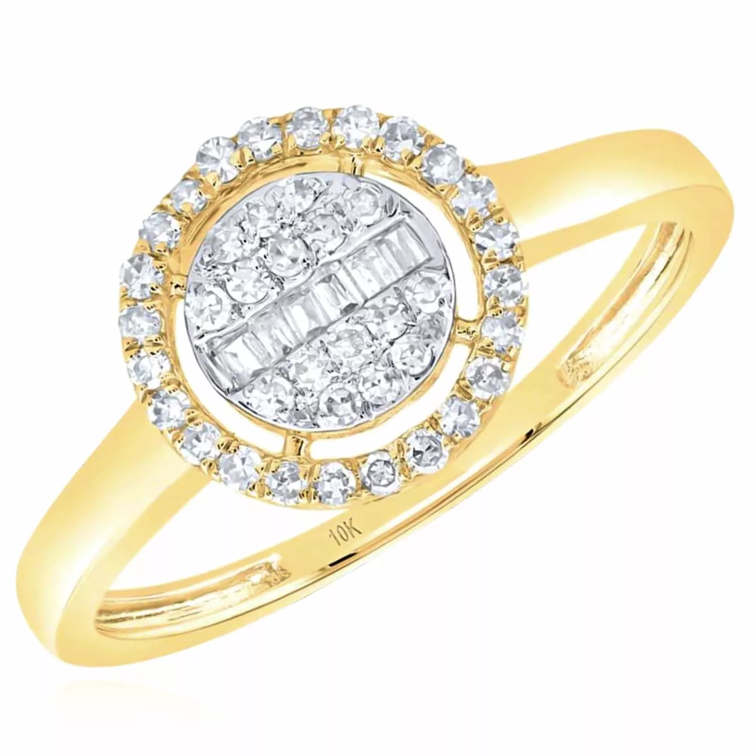 0.20CTW Natural Diamond 10K Yellow Gold Round Halo Cocktail Ring