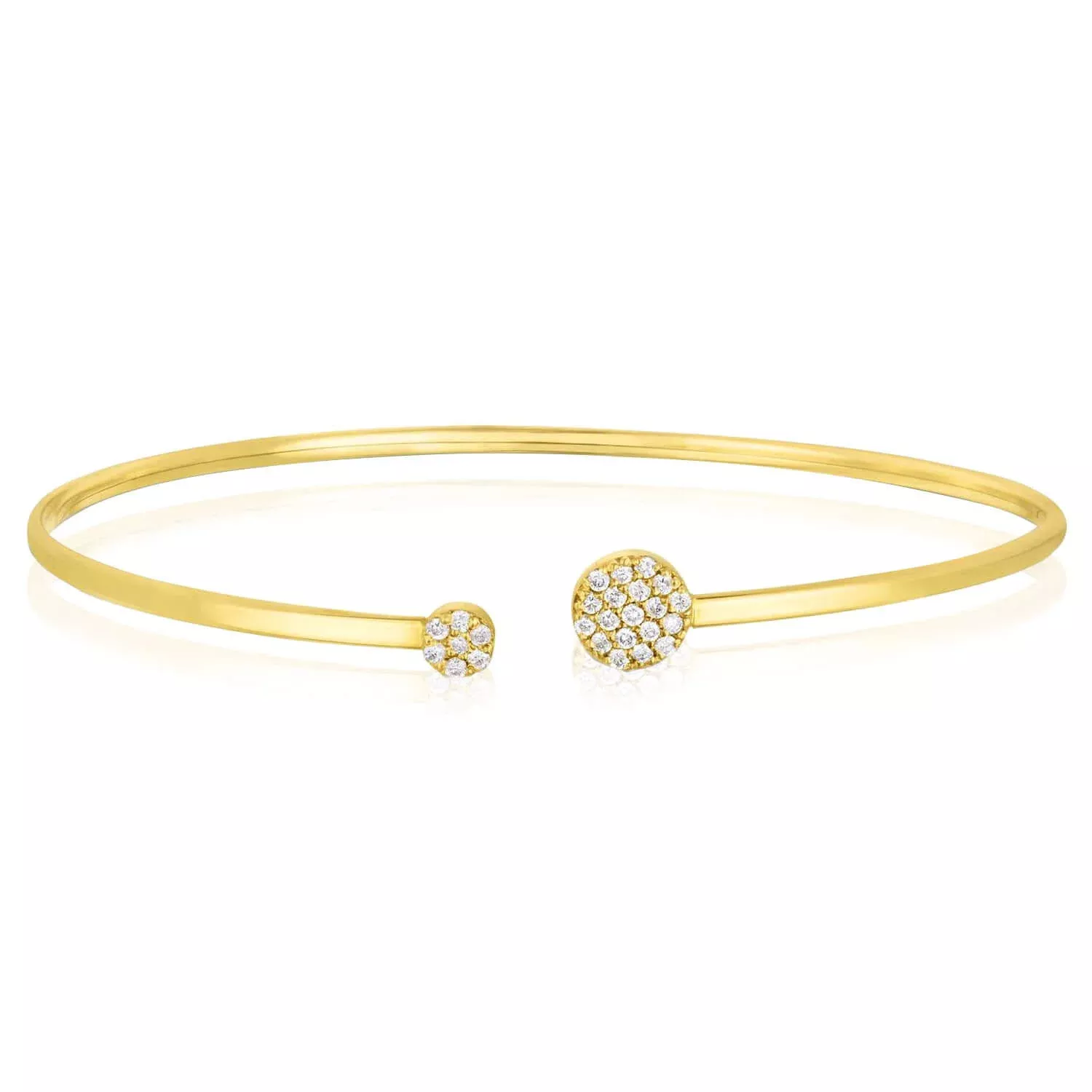 0.26CTW Natural Diamond 14K Yellow Gold Asymmetrical Diamond Cluster Cuff Bangle (Solid Links)