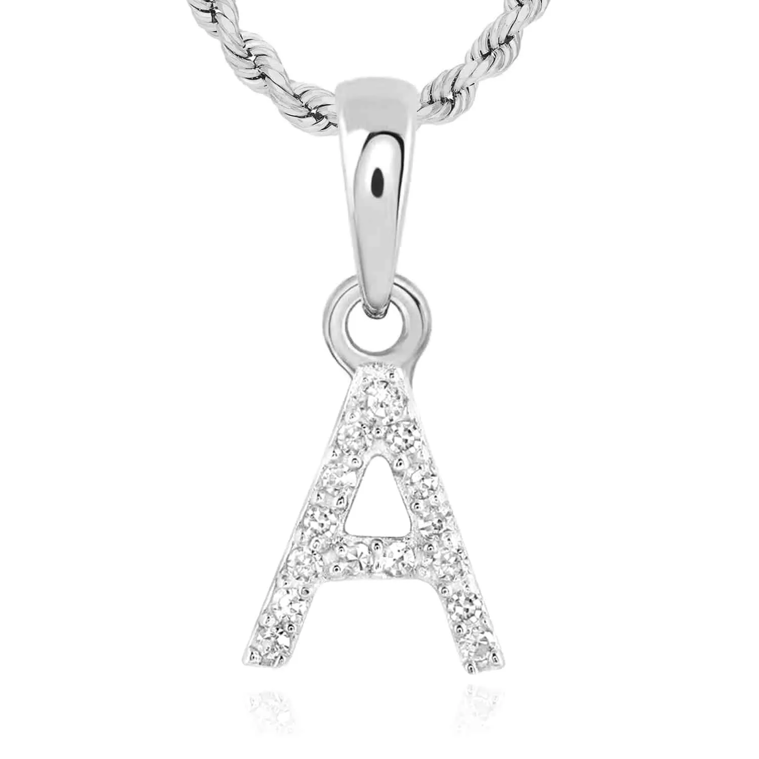 .03CTW Natural Diamond 10K White Gold Initial Letter Pendant