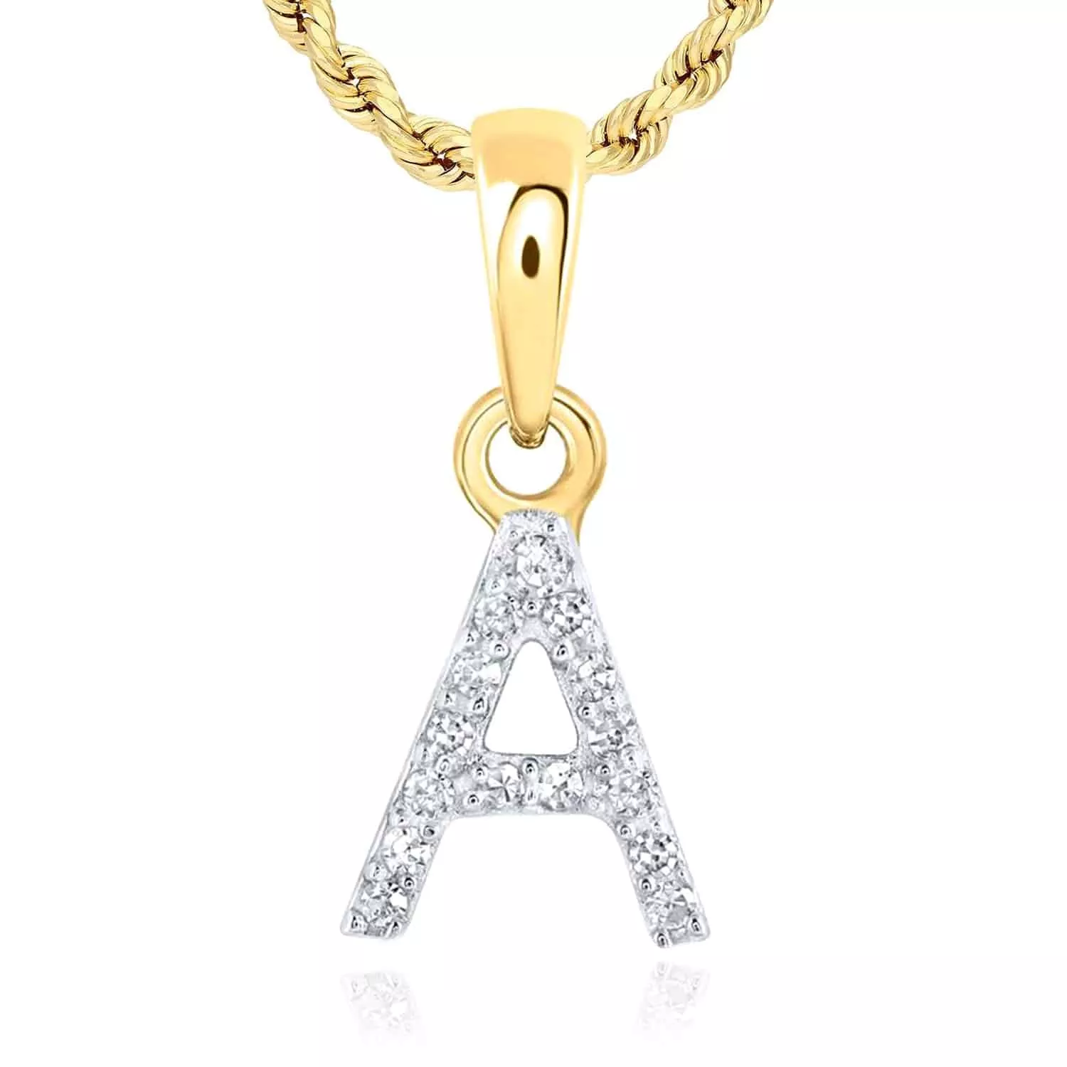 .03CTW Natural Diamond 10K Yellow Gold Initial Letter Pendant