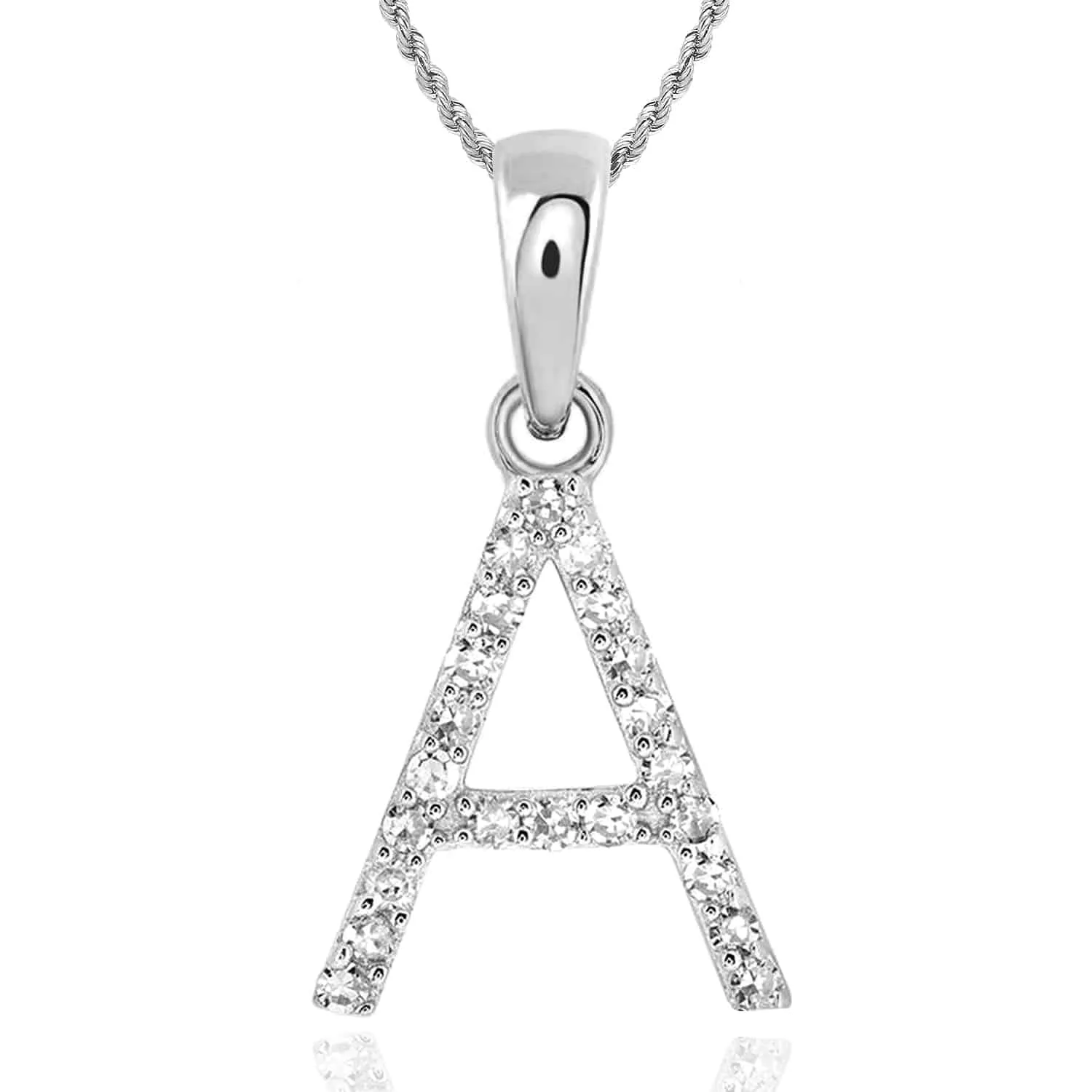 .09CTW Natural Diamond 10K White Gold Initial Letter Pendant