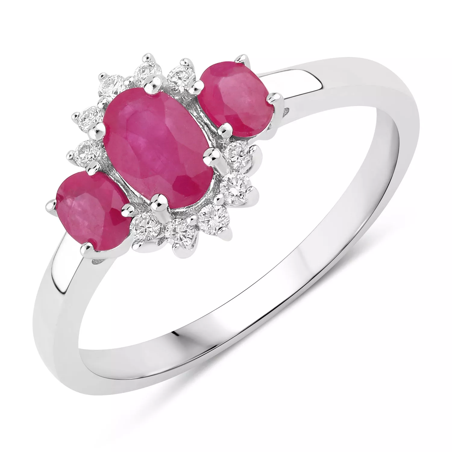 1.02 Carat Genuine Mozambique Ruby and Lab Grown Diamond .925 Sterling Silver Ring