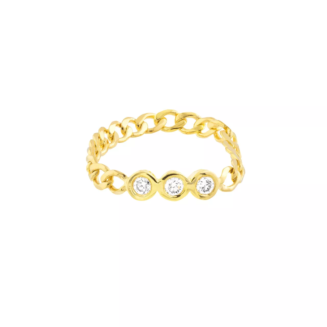 1 /10ct Diamond Trio Curb Chain Ring