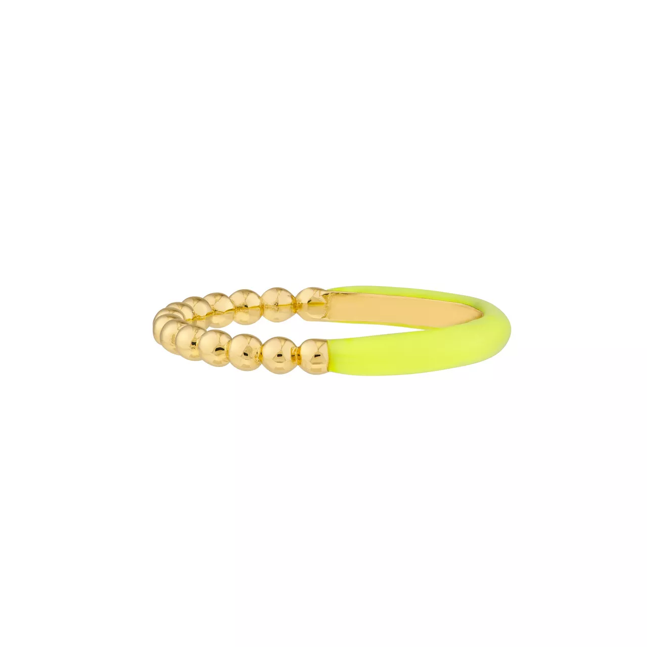 1 /2 Beaded 1 /2 Neon Yellow Enamel Ring