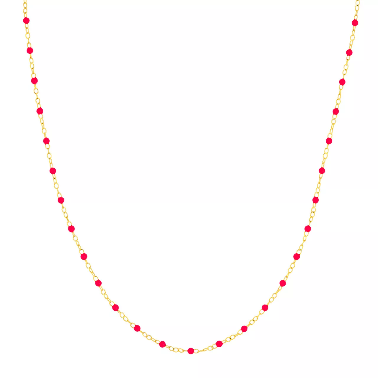 10-Inch Neon Pink Enamel Bead Piatto Chain