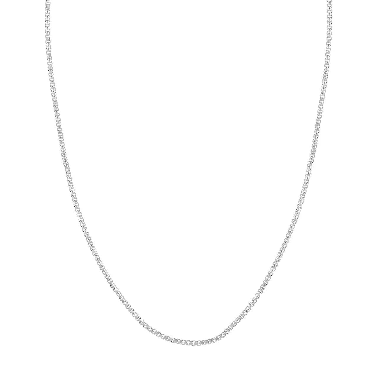 10-Inch Sterling Silver 2.1mm Round Box Chain with Pear Lobster Lock