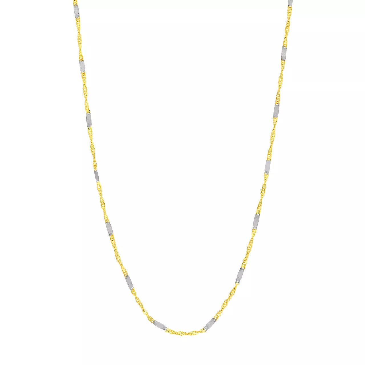 10-Inch Two-tone Singapore Flat Saturn Chain