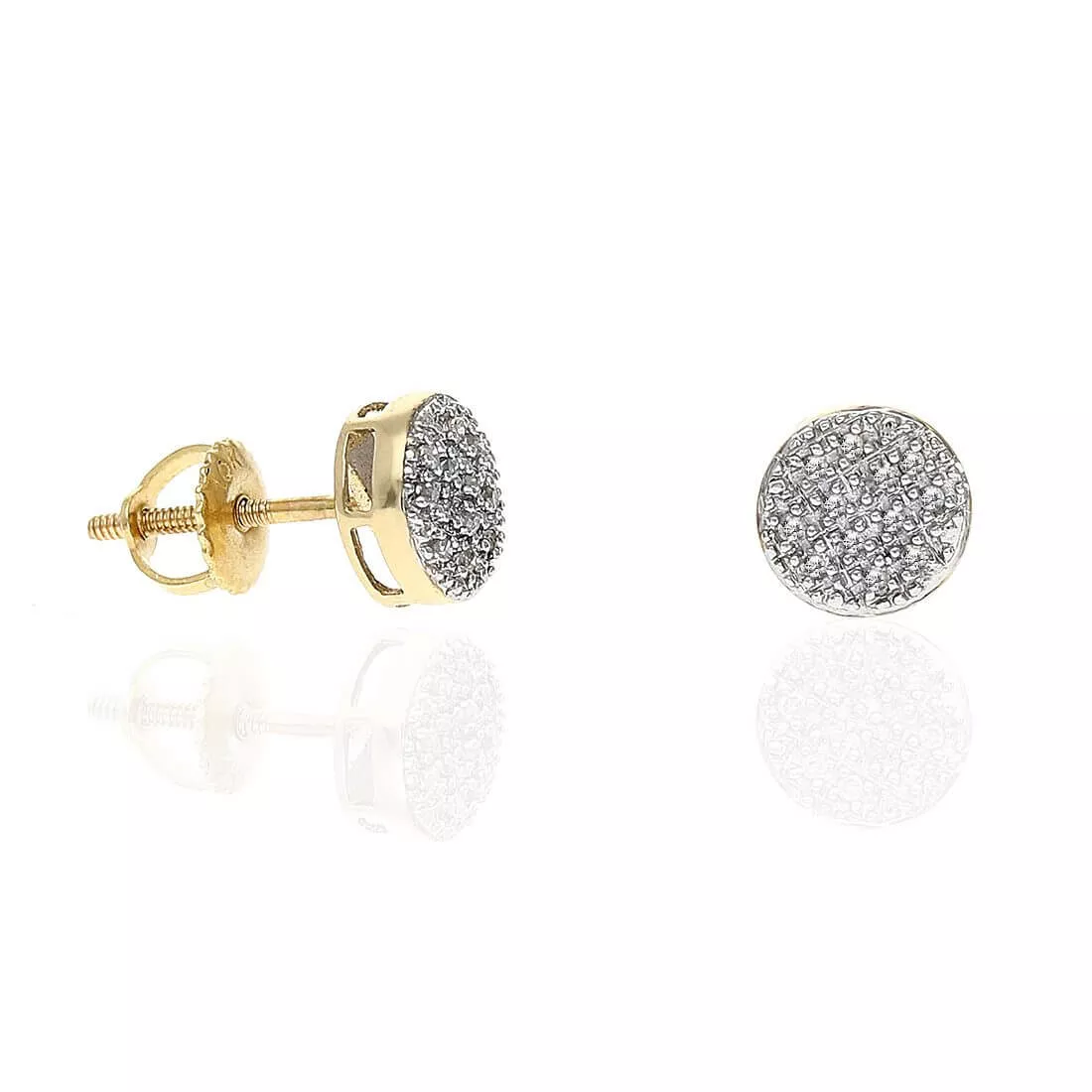 .10CTW Natural Diamond 10K Yellow Gold Pave Round Cluster Stud Earrings 7mm