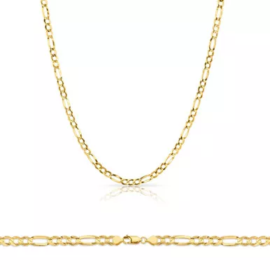 10k Gold 2.2mm Open Figaro Bracelet 7 Inches
