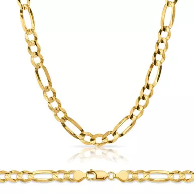 10k Gold 8.95mm Open Figaro Chain 26 Inches