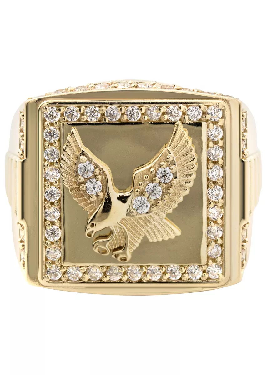 10K Gold Cz Eagle Ring For Men | 6 Grams