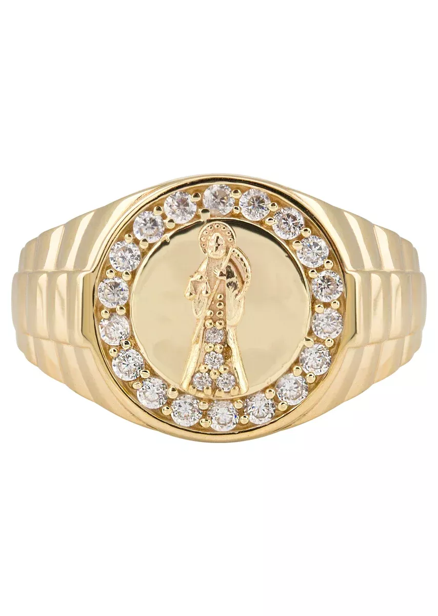10K Gold Cz St. Death Ring For Men | 2.6 Grams