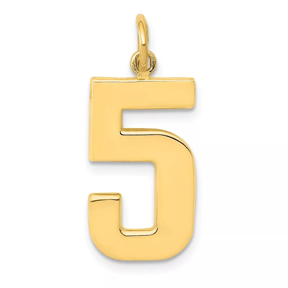 10k Large Polished Number 5 Charm