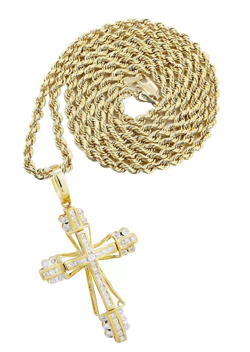 10K Yellow Gold CrossDiamond Necklace| 0.62 Carats