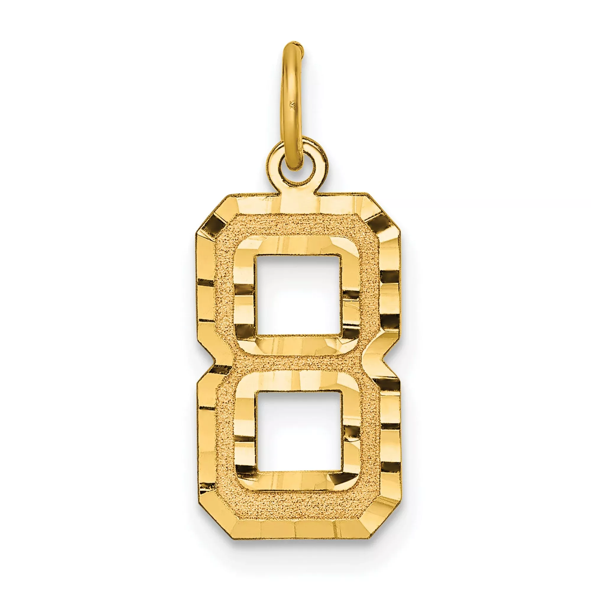 10k Yellow Gold Number 8 Pendant with Polished and Textured Finish, Unisex Charm