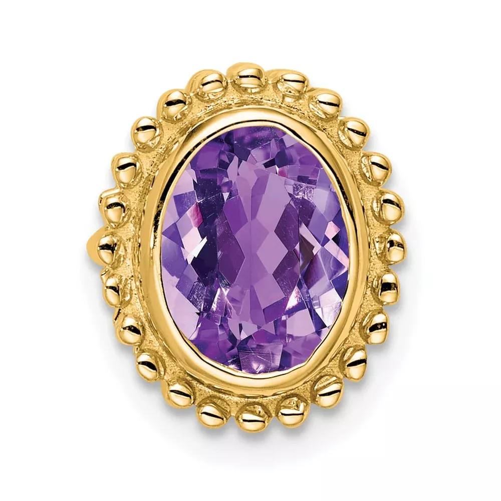 10K Yellow Gold Oval Amethyst Chain Slide