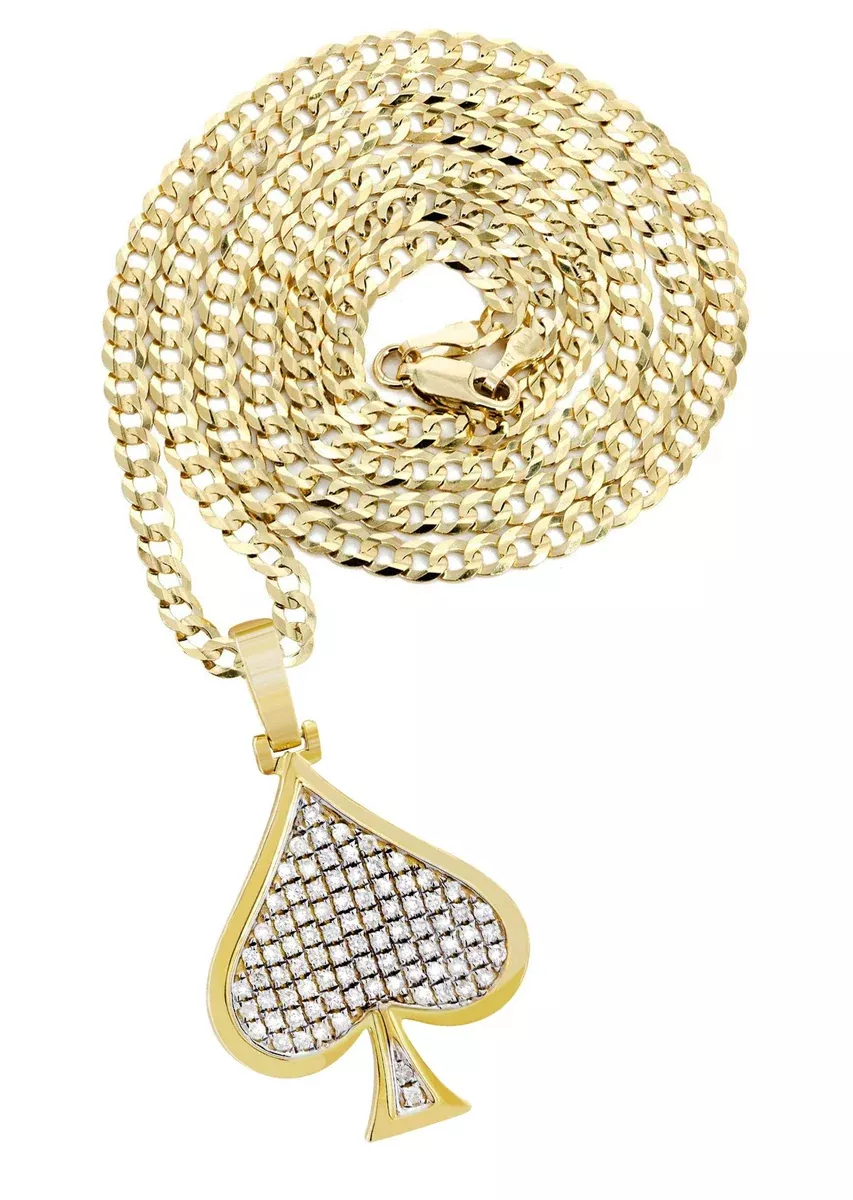 10K Yellow Gold Spades Diamond Necklace| 0.57 Carats