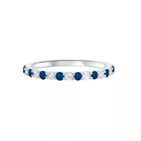 10Kt White Gold Diamond 1/5Ctw & Sapphire 1/5Ctw Ring