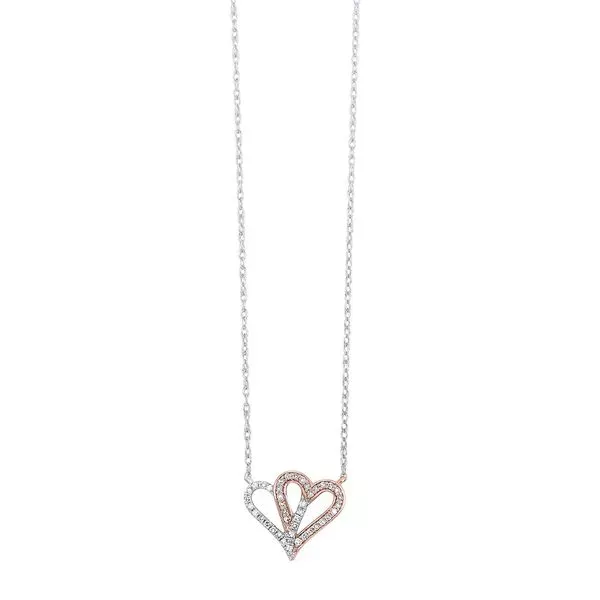 10Kt White Rose Gold Diamond 1/10Ctw Pendant