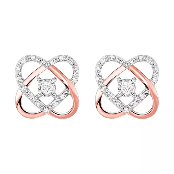 10Kt White Rose Gold Diamond 1/8Ctw Earring