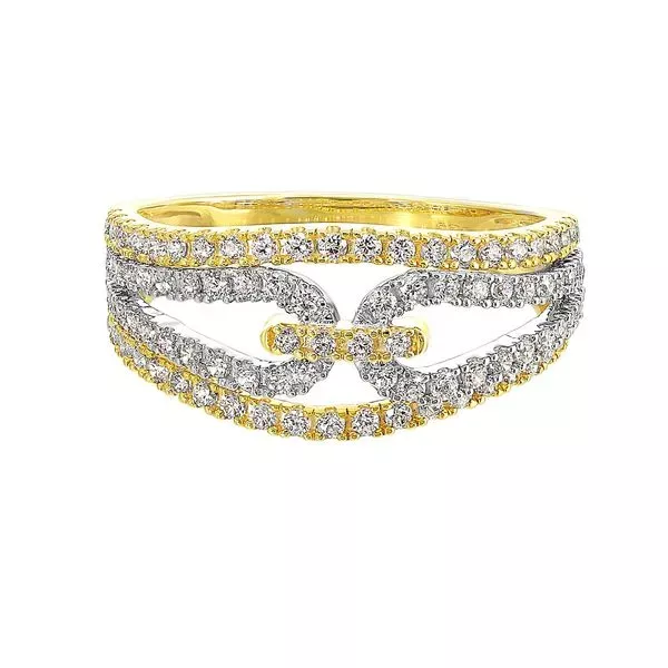 10Kt White Yellow Gold Diamond 3/4Ctw Ring