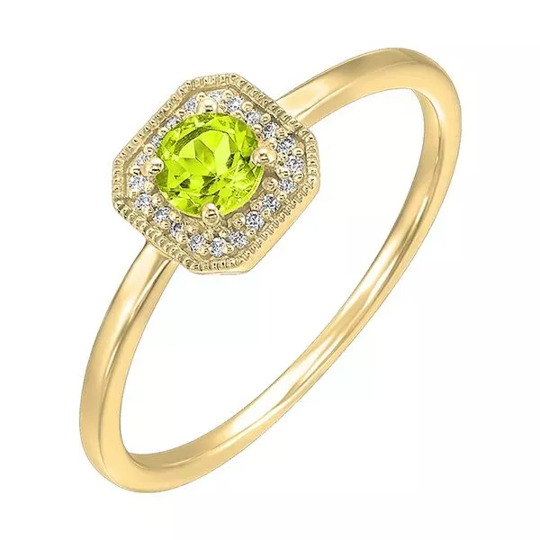 10Kt Yellow Gold Diamond 1/12Ctw & Peridot 1/2Ctw Ring