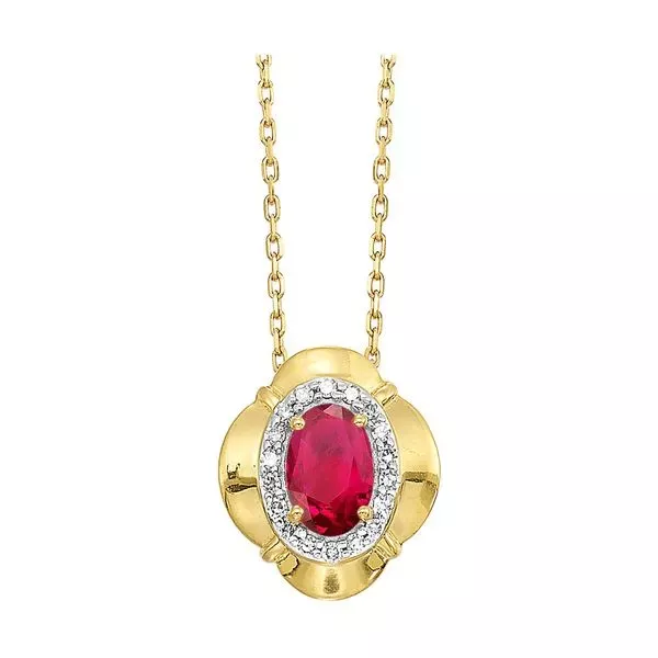 10Kt Yellow Gold Diamond 1/15Ctw & Ruby 1/2Ctw Pendant