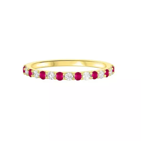10Kt Yellow Gold Diamond 1/5Ctw & Ruby 1/5Ctw Ring