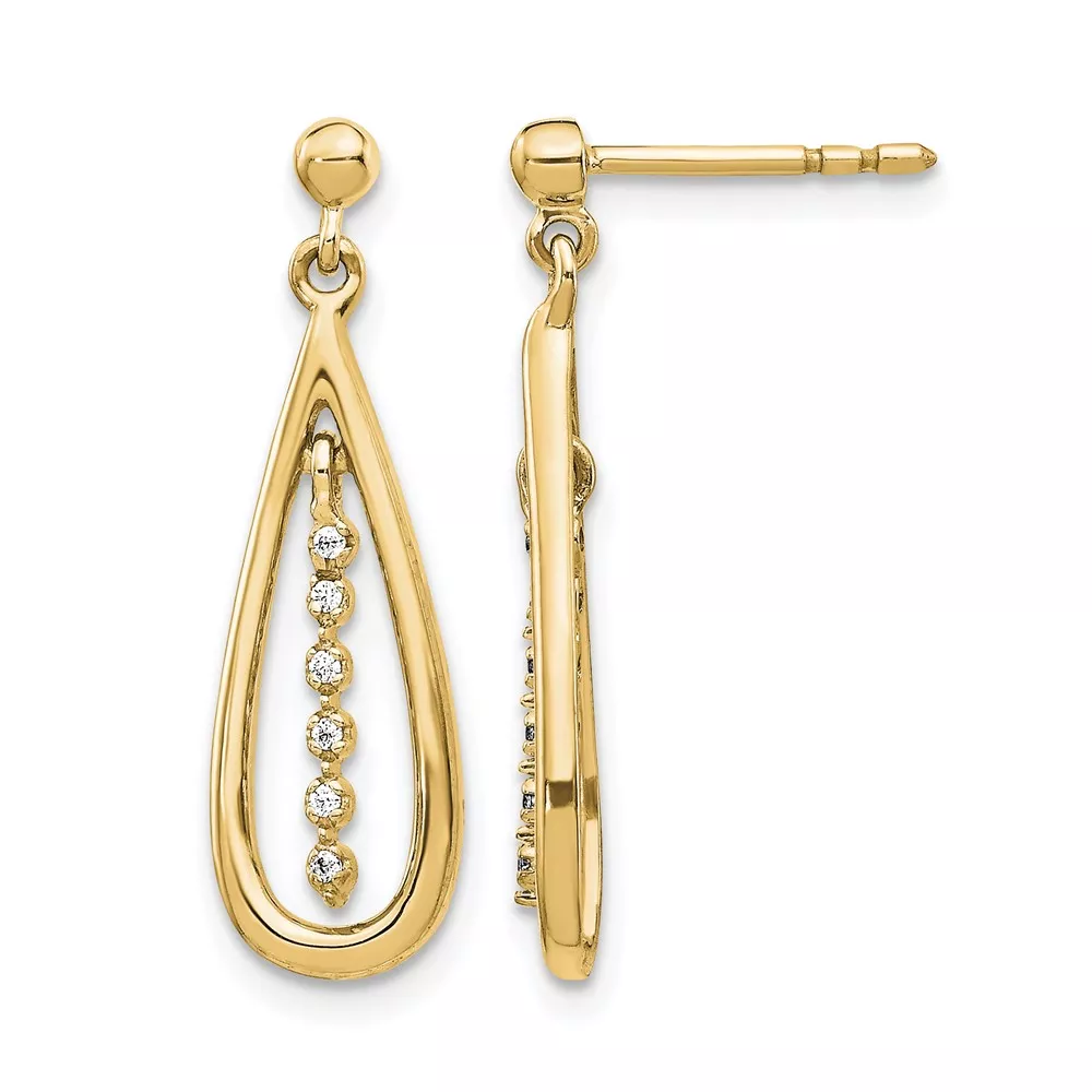 14k 1/20 carat Diamond Teardrop Dangle Post Earrings