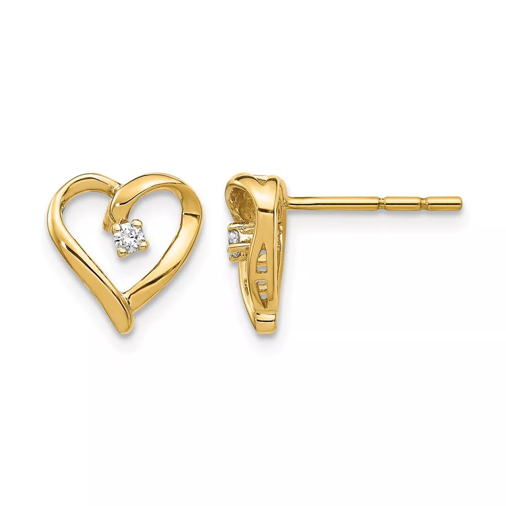 14k AA Diamond Heart Earrings