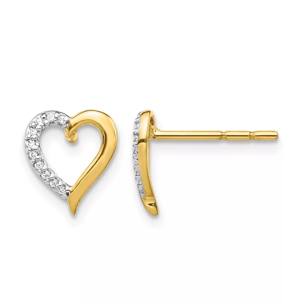 14k Diamond Heart Earrings