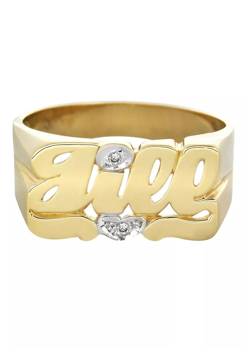 14K Diamond Heart Gold Name Ring | Appx. 4.7 Grams