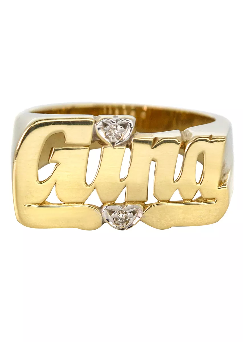 14K Diamond Script Gold Name Ring | Appx. 5.7 Grams