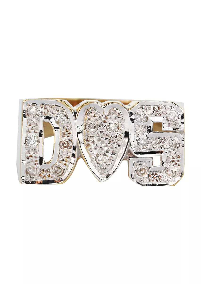 14K Diamond Two Tone Gold Initials Name Ring | Style #109