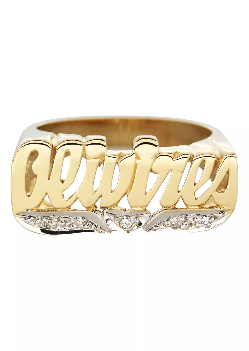 14K Diamond Two Tone Gold Name Ring | Appx. 4.8 Grams