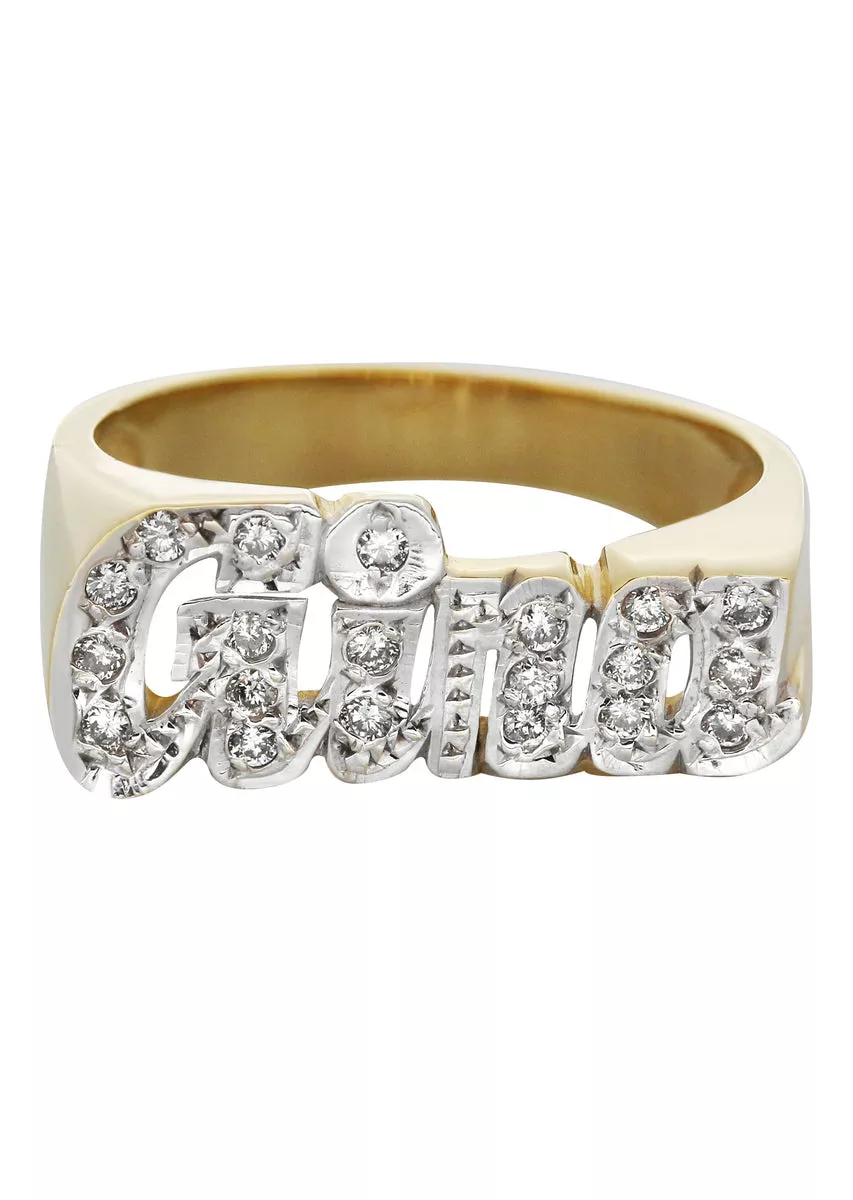 14K Diamond Two Tone Gold Name Ring | Appx. 5.7 Grams