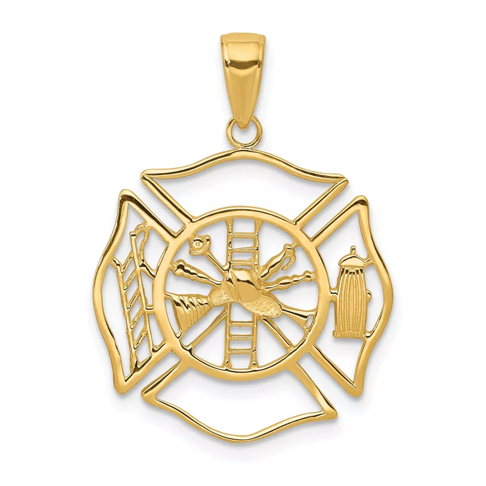 14k Fireman Shield Pendant