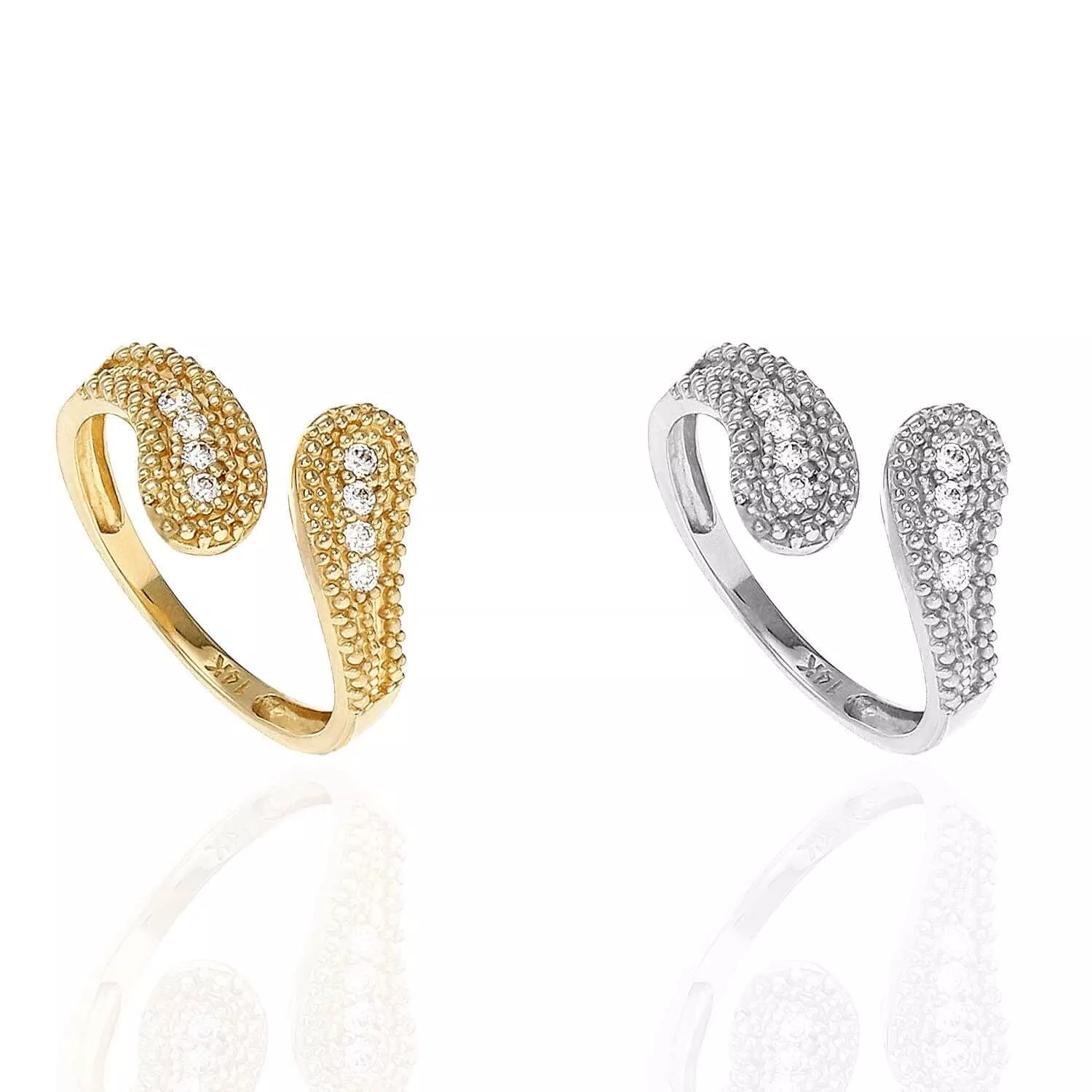 14K Gold 0.15CTW CZ Adjustable Knuckle Midi Ring